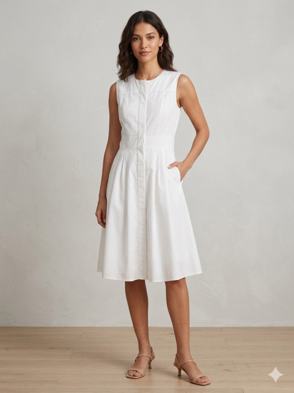 Club Monaco White Sleeveless Midi Dress